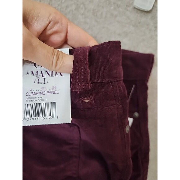 Gloria Vanderbilt Amanda Slim Corduroy Pants Women 18 Short Dark Red Slimmin NEW - Picture 8 of 11